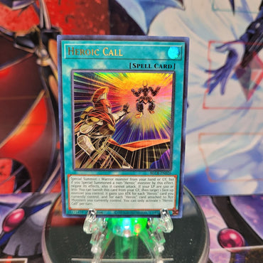 An Ultra Rare "Heroic Call" card from the Yugioh Set: Battles of Legend: Crystal Revenge.