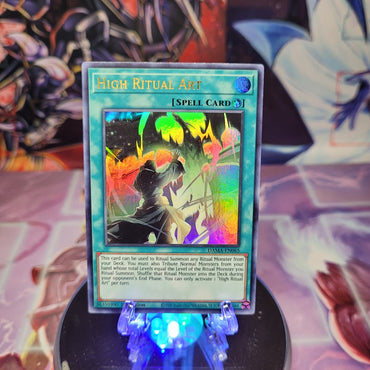  An Ultra Rare "High Ritual Art" card from the Yugioh Set: Dawn of Majesty.