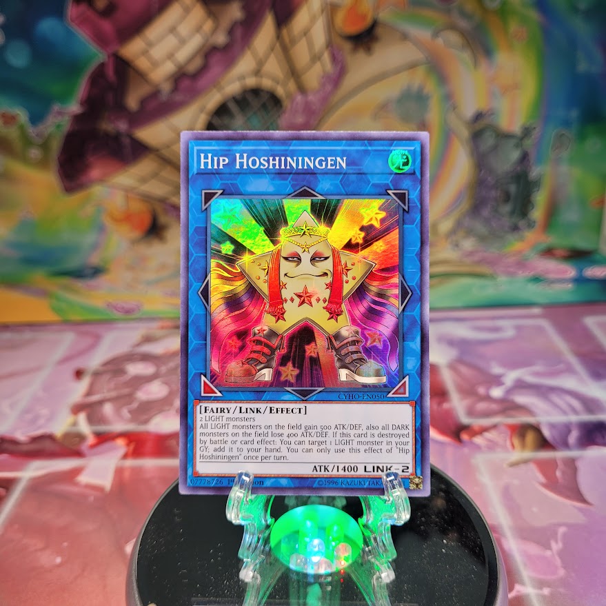 A 1st edition Super Rare "Hip Hoshiningen" card from the Yugioh Set: Cybernetic Horizon.