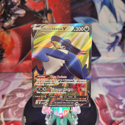 An Ultra Rare "Honchkrow V" (161/172) card from the Pokemon Set: Brilliant Stars.