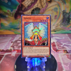 A 1st edition Super Rare "Honest" card from the Yugioh Set: Spirit Warriors.