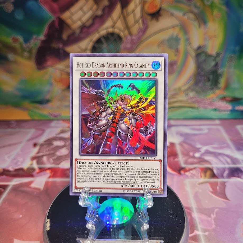 An Ultra Rare "Hot Red Dragon Archfiend King Calamity" card from the Yugioh Set: Duel Power. 