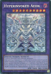 A Secret Rare "Hyperinvoked Aeon" card from the Yugioh Set: Chaos Origins (CORI).