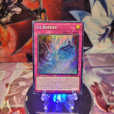 A Secret Rare "Ice Barrier" card from the Yugioh Set: Rarity Collection 1 (RA01).