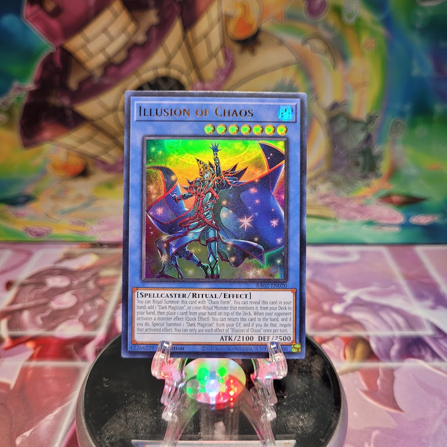 An Ultra Rare "Illusion of Chaos" card from the Yugioh Set: Rarity Collection 2 (RA02).