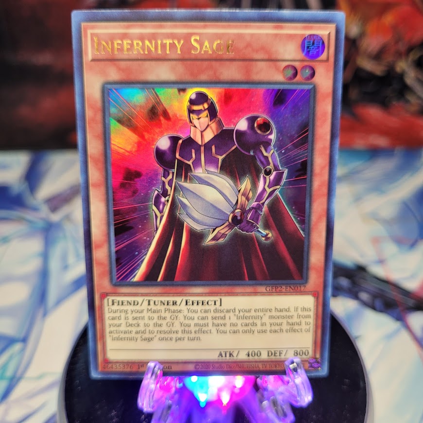  An Ultra Rare "Infernity Sage" card from the Yugioh Set: Ghosts From the Past: The 2nd Haunting (GFP2).