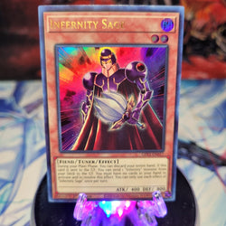  An Ultra Rare "Infernity Sage" card from the Yugioh Set: Ghosts From the Past: The 2nd Haunting (GFP2).