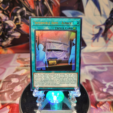 An Ultra Rare "Infernoble Arms - Almace" card from the Yugioh Set: Duelist Nexus.