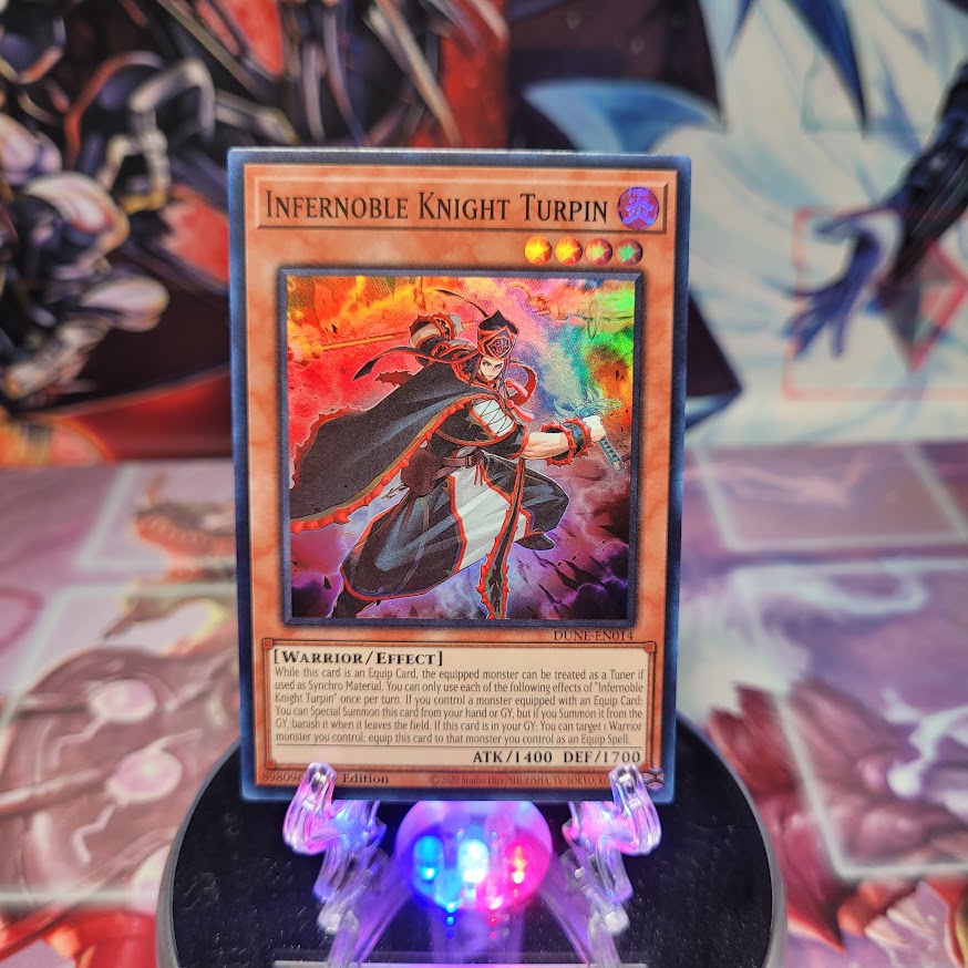 A Super Rare "Infernoble Knight - Turpin" card from the Yugioh Set: Duelist Nexus.