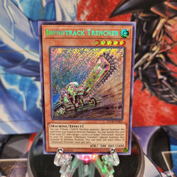  A Secret Rare "Infinitrack Trencher" card from the Yugioh Set: The Infinity Chasers.