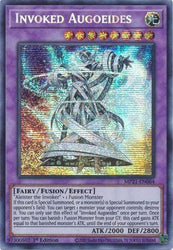 A Prismatic Secret Rare "Invoked Augoeides" card from the Yugioh 2021 Tin of Ancient Battles (MP21).