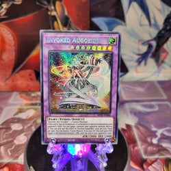 A Prismatic Secret Rare "Invoked Augoeides" card from the Yugioh 2021 Tin of Ancient Battles (MP21).