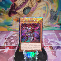 A Platinum Secret Rare "Inzektor Dragonfly" card from the Yugioh Set: Quarter Century Stampede (RA04).