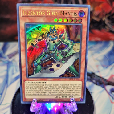  An Ultra Rare "Inzektor Giga-Mantis" card from the Yugioh Set: Ghosts From the Past: The 2nd Haunting (GFP2).