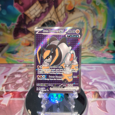 An Ultra Rare Full Art "Iron Boulder Ex" (192/162) card from the Pokemon Set: Temporal Forces.