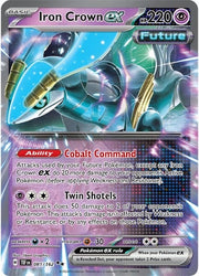 A Double Rare "Iron Crown Ex" (081/162) card from the Pokemon Set: Scarlet & Violet: Temporal Forces (TEF).