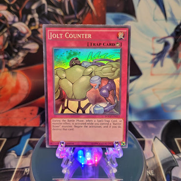 A Super Rare "Jolt Counter" card from the Yugioh Set: World Superstars.