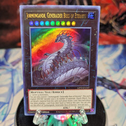 An Ultra Rare "Jormungandr, Generaider Boss of Eternity" card from the Yugioh Set: Ghosts From the Past: The 2nd Haunting (GFP2).