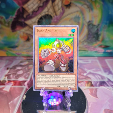 An Ultra Rare "Junk Anchor" card from the Yugioh Set: Battles of Legend: Armageddon. 