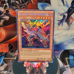  A Secret Rare "Kaiser Vorse Raider" card from the Yugioh Set: The Dark Side of Dimensions: Movie Pack Secret Edition.