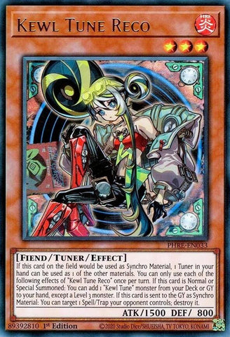 An Ultra Rare "Kewl Tune Reco" card from the Yugioh Set: Phantom Revenge (PHRE).