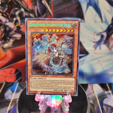 A Secret Rare "Knightmare Incarnation Idlee" card from the Yugioh Set: Dark Neostorm.