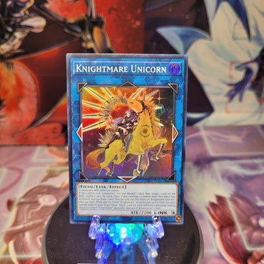 A Super Rare Alternate Art "Knightmare Unicorn" card from the Yugioh Set: Rarity Collection 1 (RA01).