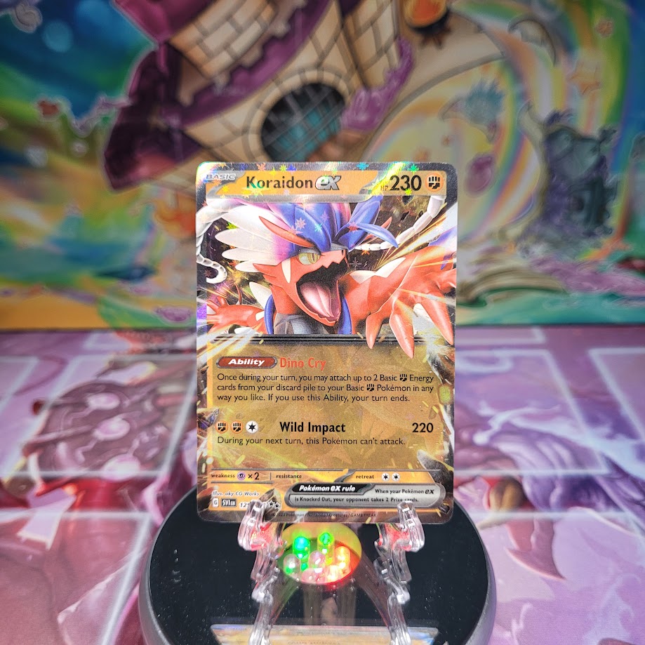 An Ultra Rare "Koraidon Ex" (125/198) card from the Pokemon Set: Scarlet & Violet: Base Set (SVI).