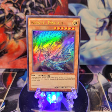 An Ultra Rare "Krystal Dragon" card from the Yugioh Set: The Dark Side of Dimensions: Movie Pack.