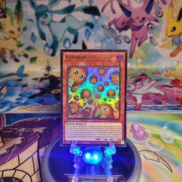 An Ultra Rare "Kuriboh - Multiply!" card from the Yugioh Set: Magnificent Monsters (MAMO).