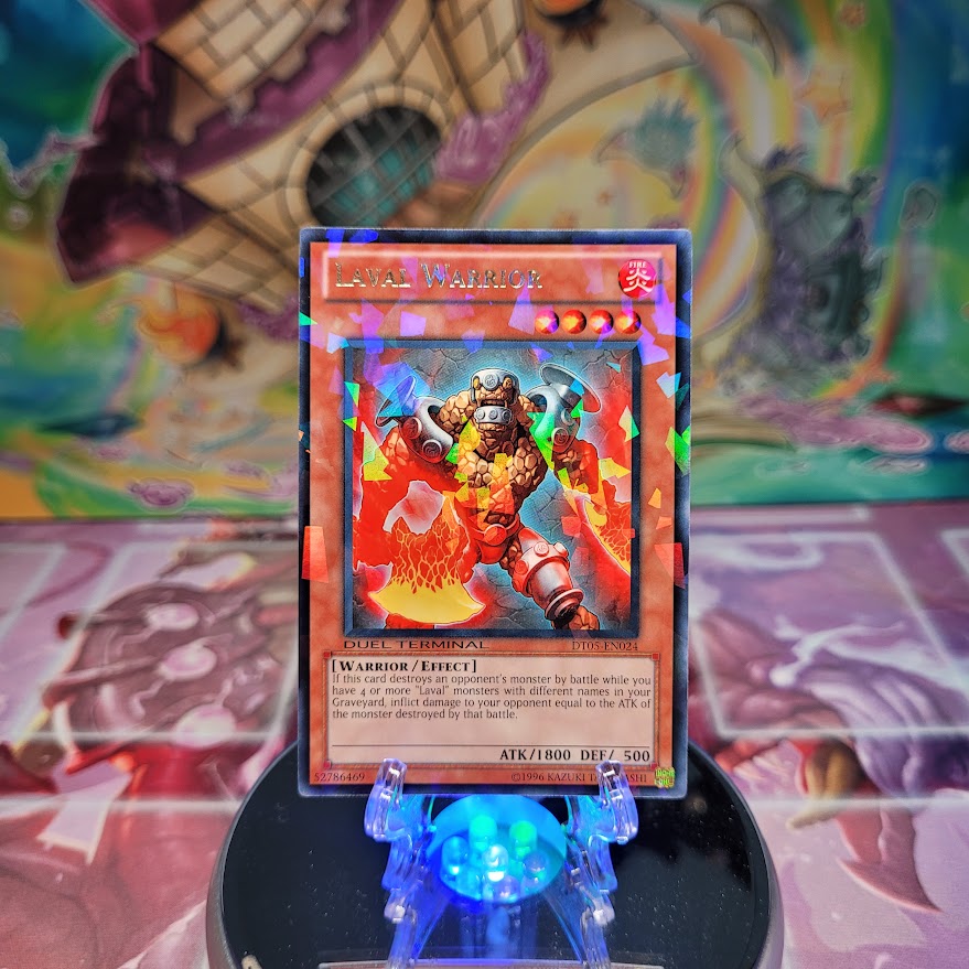 A Duel Terminal Rare "Laval Warrior" card from the Yugioh Set: Duel Terminal 5 (DT05).