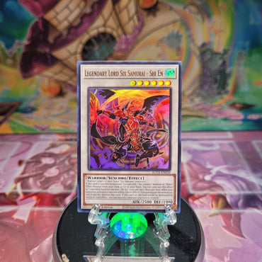 An Ultra Rare "Legendary Lord Six Samurai - Shi En" card from the Yugioh Set: Rage of the Abyss (ROTA).