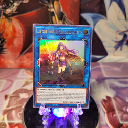 An Ultra Rare "Lib the World Key Blademaster" card from the Yugioh Set: Duel Overload.