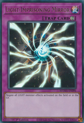 An Ultra Rare "Light-Imprisoning Mirror" card from the Yugioh Set: Magnificent Mavens (MAMA).