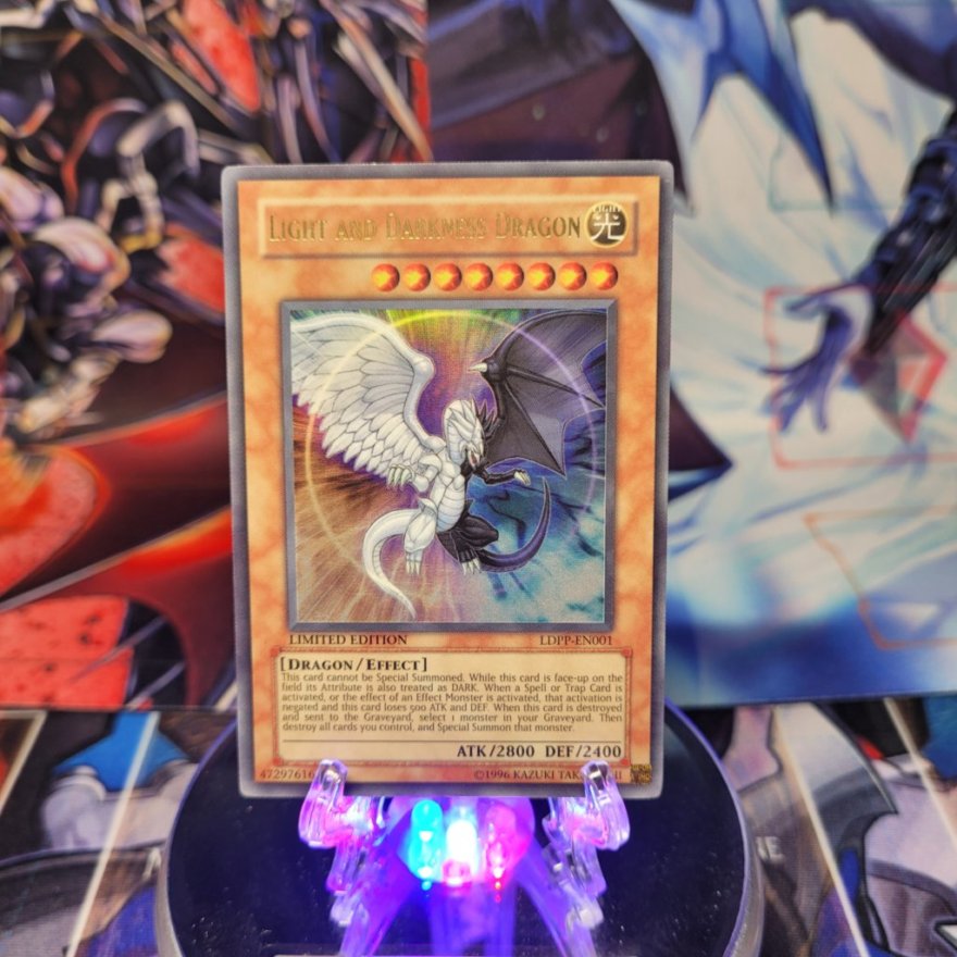 A limited edition Ultra Rare "Light and Darkness Dragon" card from the Yugioh Set: Light and Darkness Power Pack.