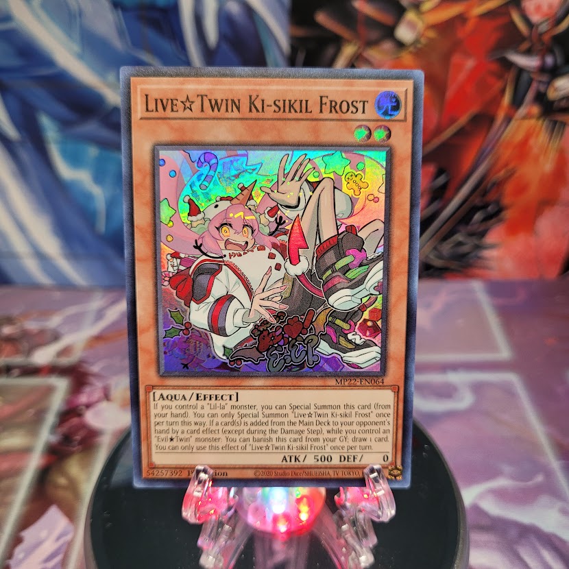 A Super Rare "Live Twin Ki-Sikil Frost" card from the Yugioh 2022 Tin of the Pharaoh's Gods Set (MP22).