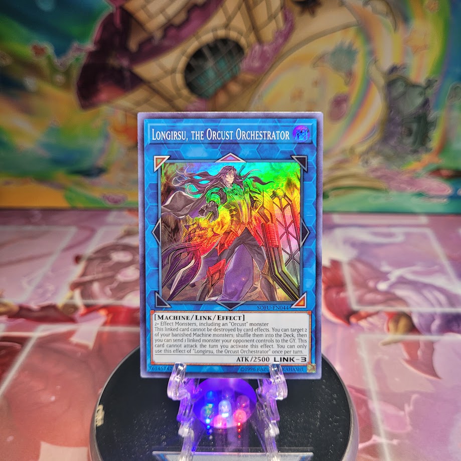 A Super Rare "Longirsu, the Orcust Orchestrator" card from the Yugioh Set: Soul Fusion. 