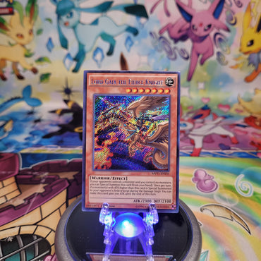 A Secret Rare "Lord Gaia the Fierce Knight" card from the Yugioh Set: The Dark Side of Dimensions Movie Pack Secret Edition (MVP1).