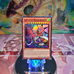 A Super Rare "Lord of the Missing Barrows" card from the Yugioh Set: The Infinite Forbidden.