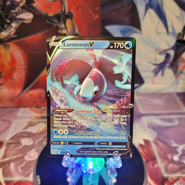 An Ultra Rare "Lumineon V" (040/172) card from the Pokemon Set: Brilliant Stars.