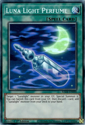 A Prismatic Collector's Rare "Luna Light Perfume" card from the Yugioh Set: Quarter Century Stampede (RA04).