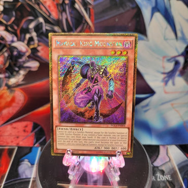 A Gold Secret Rare "Magical King Moonstar" card from the Yugioh Set: Premium Gold: Infinite Gold.