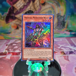 A Super Rare "Magical Musketeer Wild" card from the Yugioh Set: Spirit Warriors (SPWA).