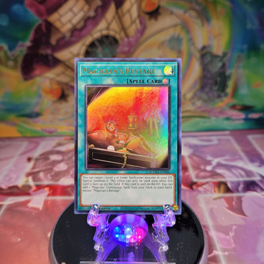 An Ultra Rare "Magician's Restage" card from the Yugioh Set: Magnificent Mavens (MAMA).