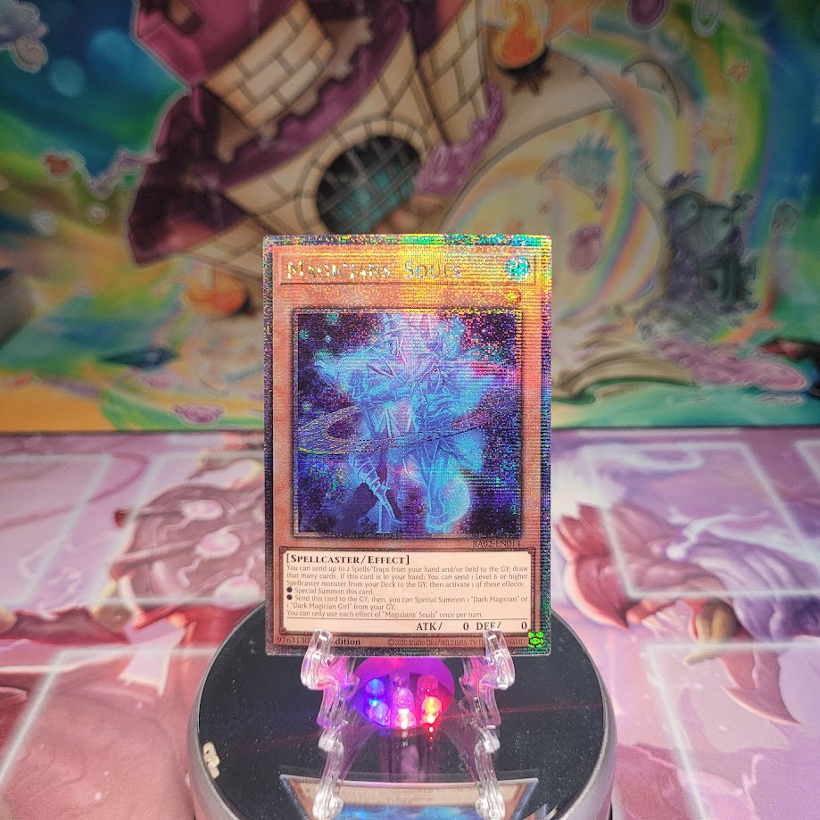 A Quarter Century Secret Rare "Magicians' Souls" card from the Yugioh Set: Rarity Collection 2 (RA02).