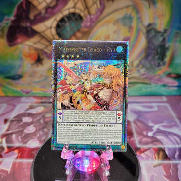 A Quarter Century Secret Rare "Majespecter Draco - Ryu" card from the Yugioh Set: Phantom Nightmare