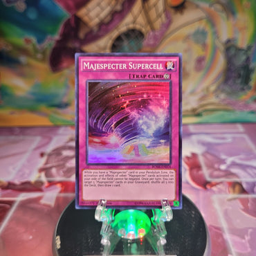 A 1st Edition Super Rare "Majespecter Supercell" card from the Yugioh Set: Breakers of Shadow.