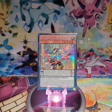 A Prismatic Secret Rare "Majesty Pegasus, the Dracoslayer" card from the Yugioh Set: 25th Anniversary Tin: Dueling Heroes (MP23).