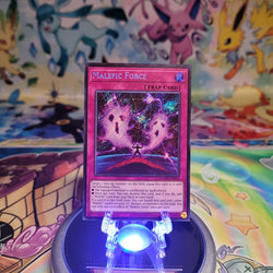 A Secret Rare "Malefic Force" card from the Yugioh Set: Magnificent Monsters (MAMO).
