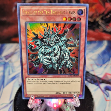  An Ultra Rare "Manju of the Ten Thousand Hands" card from the Yugioh Set: Ghosts From the Past: The 2nd Haunting (GFP2).